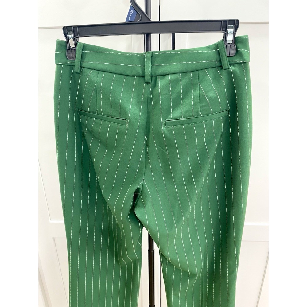 Express Publicist Barely Boot Mid Rise Green Pinstripe Stretch Pants Size 4S - Picture 15 of 15